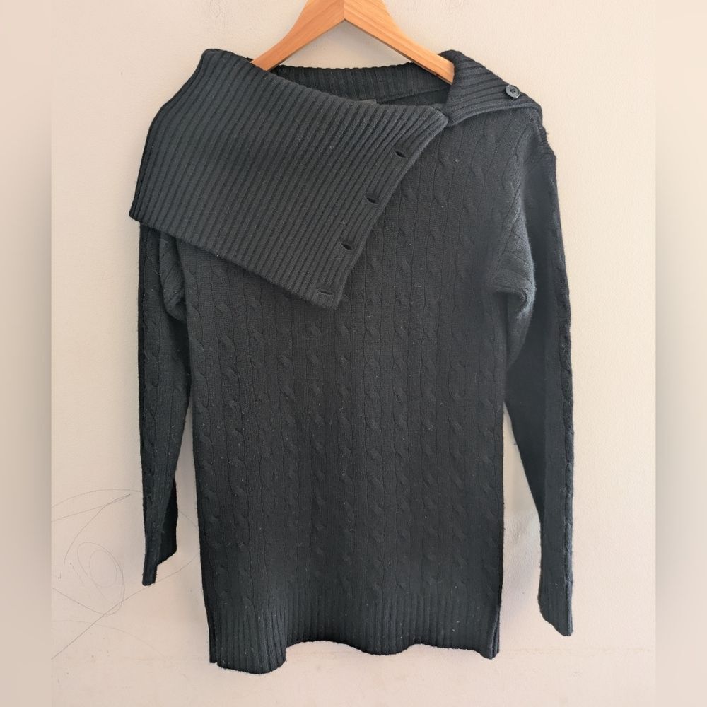 Ralph Lauren Black Label Black Cashmere Cable Knit Sweater Size S
